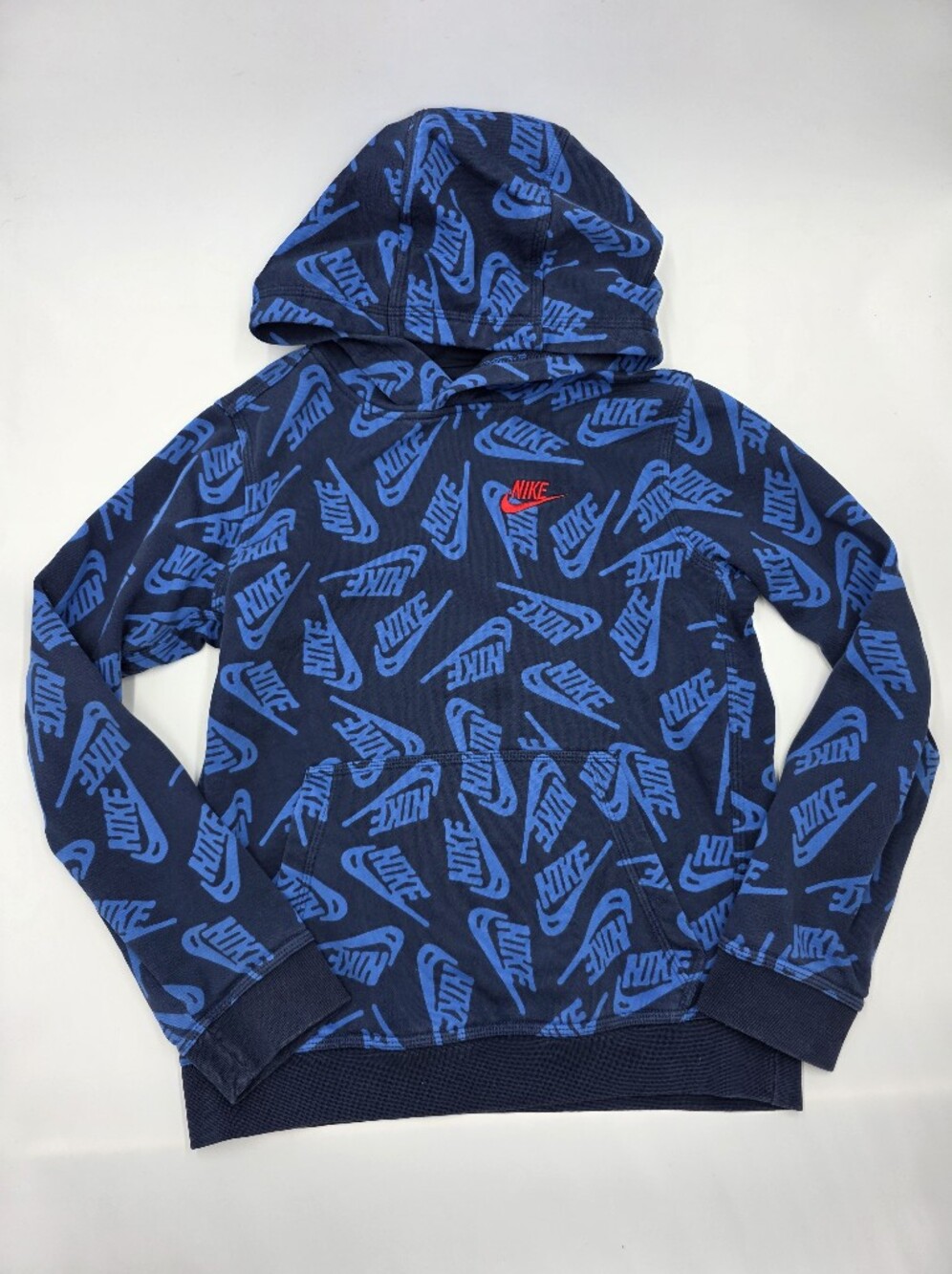 Nike boys' navy logo hoodie size L